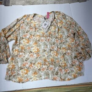 😍ANDREE BY UNIT Floral Blouse - Cream and Orange